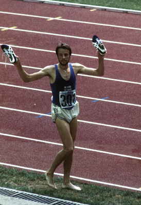Lasse Viren wearing asics shoes