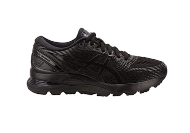 Men's black running shoe.