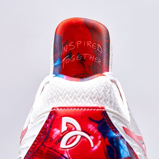 Inscription of ‘Inspired Together’ by Novak Djokovic on the shoe tongue.