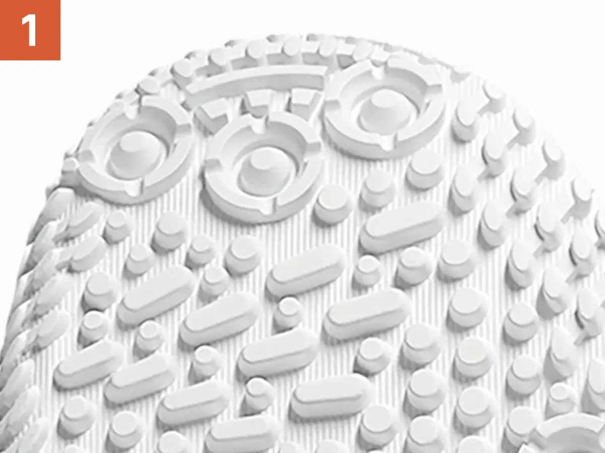 グリップ力を発揮するつま先部の意匠