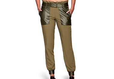 Cropped image of woman wearing Moto Femme High Waisted Jogger Irvine.