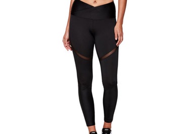 Cropped image of woman wearing Moto Femme High Waisted Tight Performance Black/Black. 