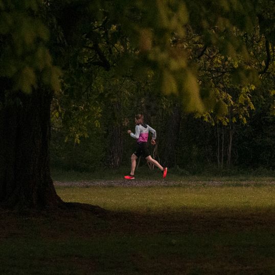 Hanna running in woods