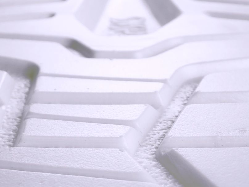 Close up of foam in sole of shoe.
