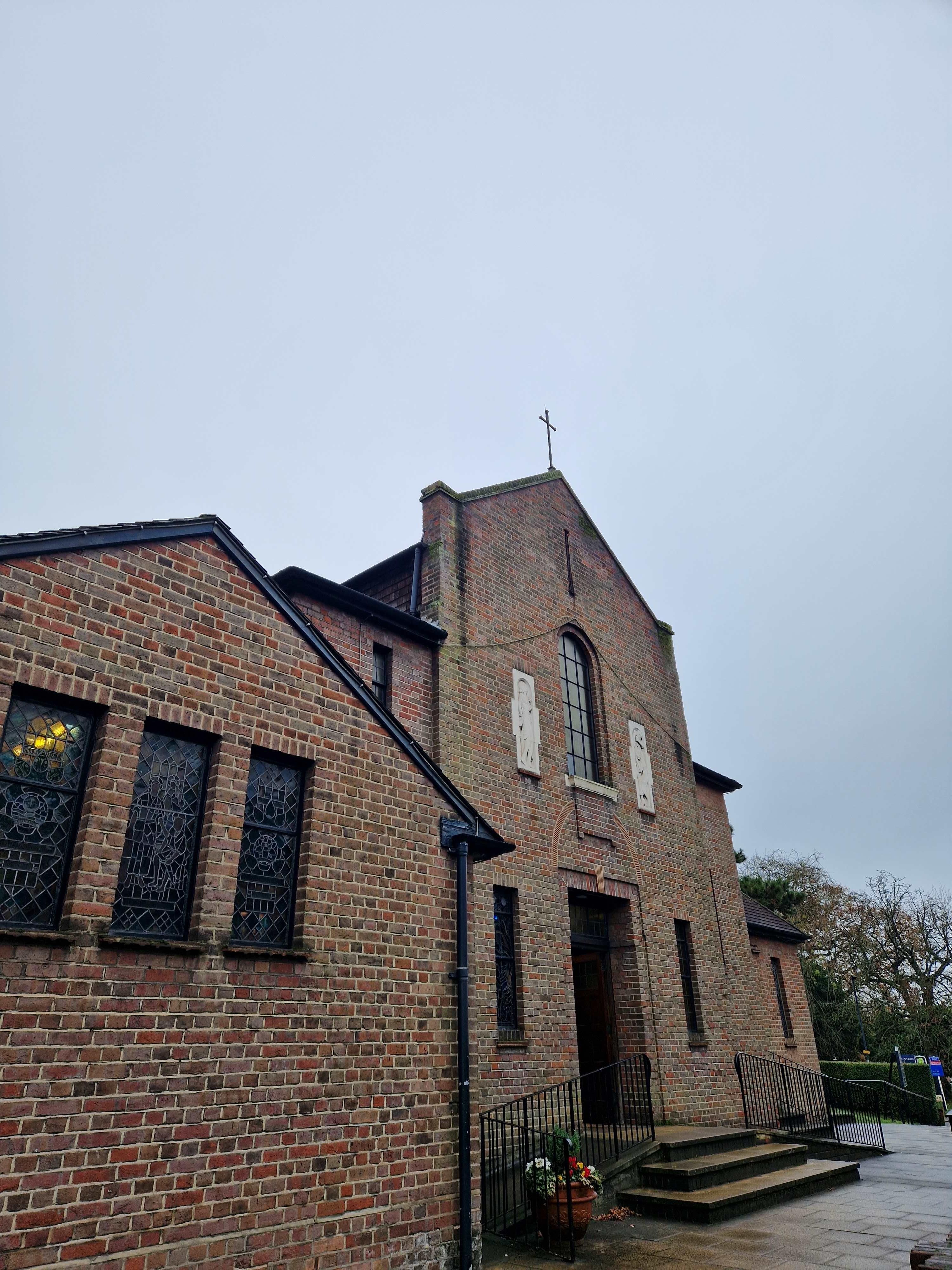 Front elevation of a brick built church.